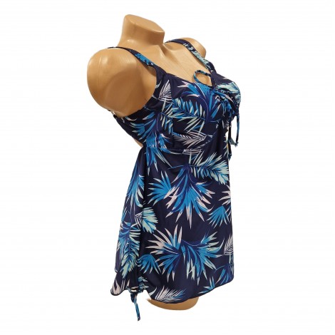 Costum de baie Marina blue, imprimeu, 2 piese, rochita cu boxeri