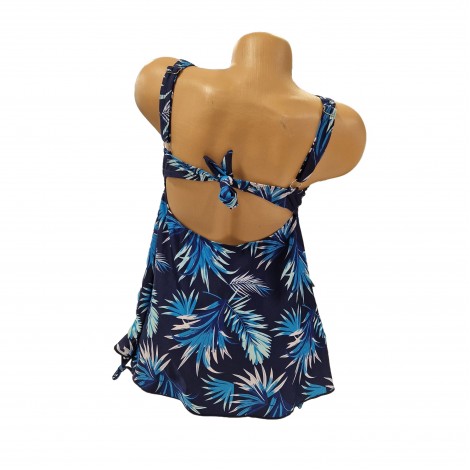 Costum de baie Marina blue, imprimeu, 2 piese, rochita cu boxeri Costum de baie Marina blue, imprimeu, 2 piese, rochita cu boxeri