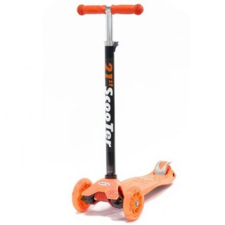 Trotineta 21st Scooter cu 3 roti si luminite, reglabila, pentru copii, portocaliu RESIGILIAT