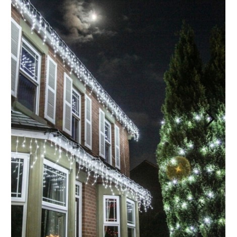 Instalatie Craciun 4 metri, 100 LED-uri tip turturi, franjuri, alb rece