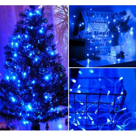Instalatie de brad, 100 led-uri , 9 metri, 8 jocuri lumini, albastru