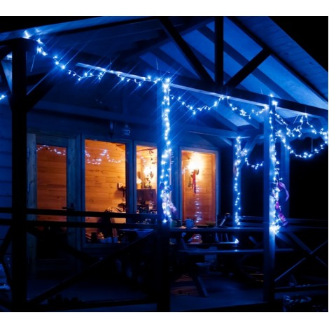 Instalatie de brad, 100 led-uri , 9 metri, 8 jocuri lumini, albastru