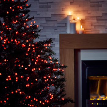 Instalatie de brad, 100 led-uri , 6 metri, 8 jocuri lumini, rosu