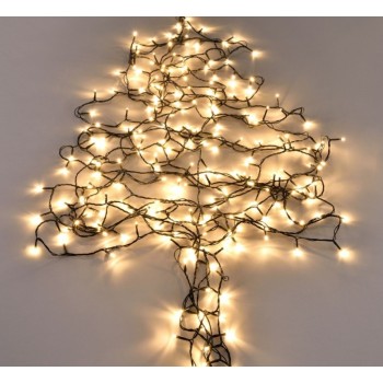 Instalatie de brad, 100 led-uri , 8 jocuri lumini, alb cald