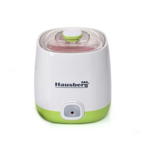 Aparat preparare iaurt Hausberg HB-2190, 20 W, 1 L, termostat automat, indicator luminos, capac transparent, Alb/Verde