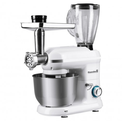 Robot bucatarie multifunctional All-in-one Hausberg HB-7605, 1000 W, mixer/blender/tocat carne, Alb