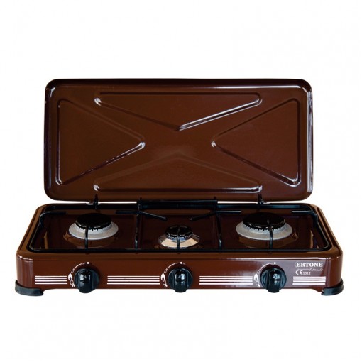 Plita gaz emailata Ertone ERT-MN 208, 3 ochiuri, maro