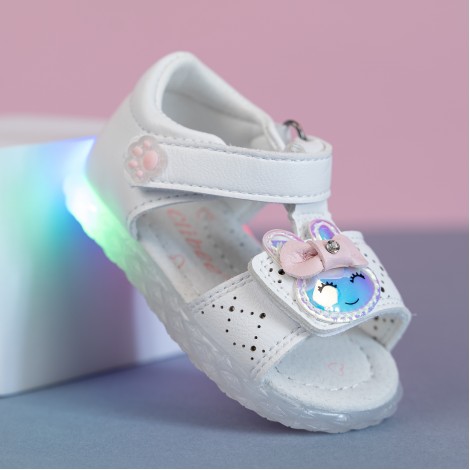 Sandale Flavi albe cu luminite Sandale Flavi albe cu luminite