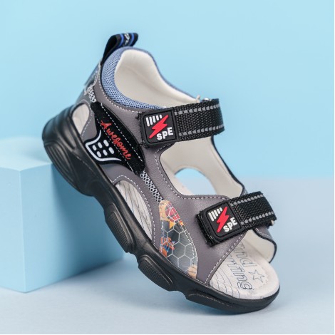 Sandale Actor gri, latime ajustabila