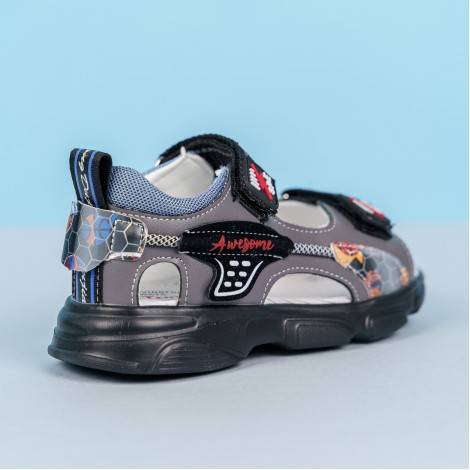 Sandale Actor gri, latime ajustabila