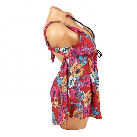 Costum de baie Marta, red, 2 piese cu rochita