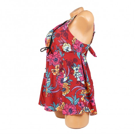 Costum de baie Marta, red, 2 piese cu rochita