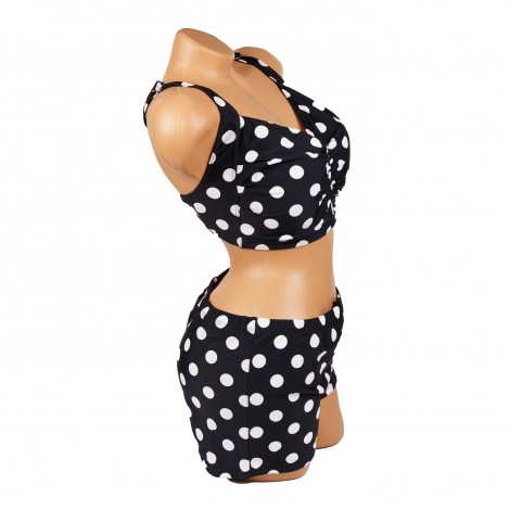 Costum de baie Valeria, negru, 2 piese cu boxeri