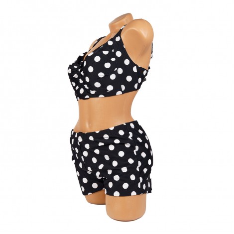 Costum de baie Valeria, negru, 2 piese cu boxeri