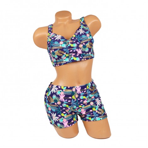 Costum de baie Renata, blue, 2 piese cu boxeri