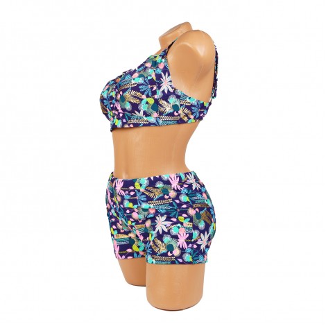 Costum de baie Renata, blue, 2 piese cu boxeri