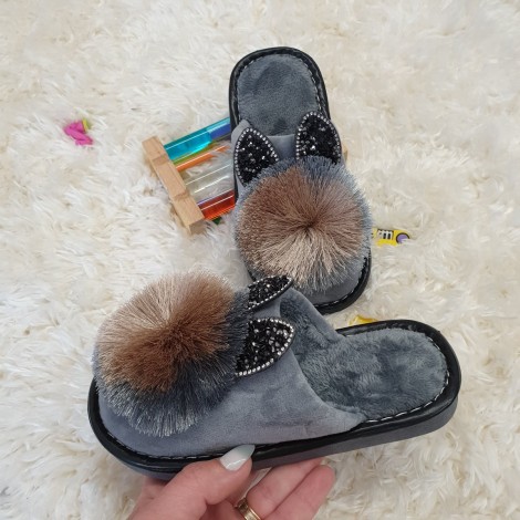 Papuci de casa bunny gri