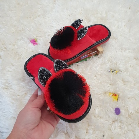 Papuci de casa bunny rosii Papuci de casa bunny rosii