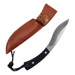 Cutit camping, pescuit și drumetie Nippon, 17cm, maner lemn, teaca lama FeroCut FR17