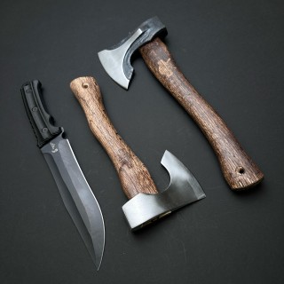 Set Toporas Macelarie 3 piese, Toporisca despicat si Toporisca mica taiat, cutit camping