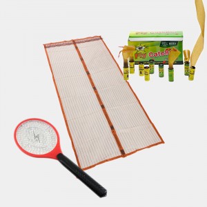 Set anti insecte, 3 piese: racleta electrica, perdea cu plasa si cutie banda adeziva 100buc