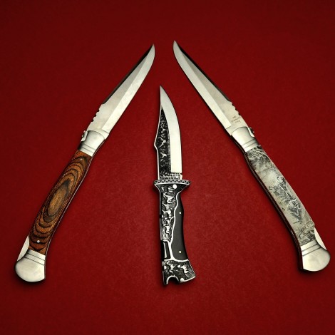 Set HOBBY briceag camping, 3 piese, lama otel inox, diverse modele, PACK