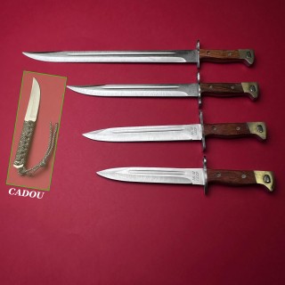 Set cutite macelarie/camping, 4 piese, lama otel inox + Cadou Briceag, cu huse piele