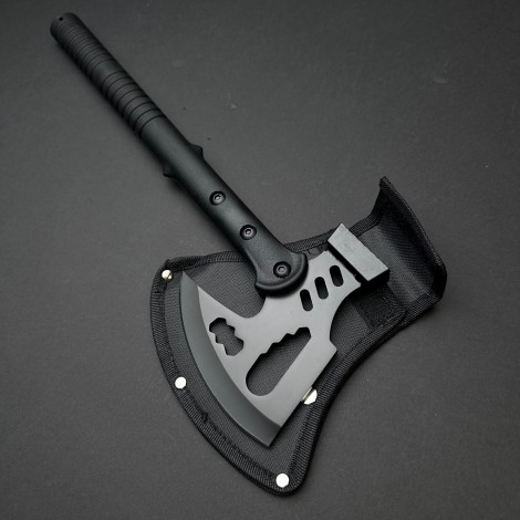 Topor camping si drumetii 40cm, lama otel inoxidabil, diverse functii