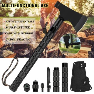 Toporas 9 in 1 Supraviețuire, Camping și Outdoor, 9 funcții esențiale