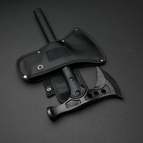 Toporisca si ciocan 2in1 tactica, camping si drumetii 40cm, lama otel inoxidabil