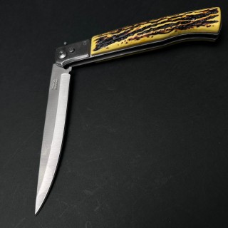 Cutit briceag camping și drumetie 32cm, lama otel inox, maner corn cerb, CB009 cadou barbati FR20