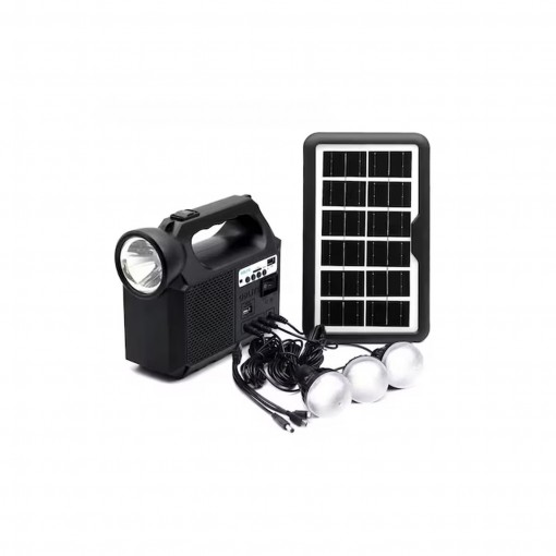 Kit solar camping Gdlite GD-8017, USB, bluetooth, radio FM, MP3, 3 becuri
