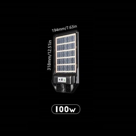 Lampa solara stradala cu panou solar incorporat cu doua fete, 100W, cu inductie si telecomanda, 6500K