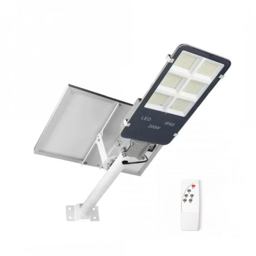 Lampa solara stradala LED 200W, IP66, panou solar detasabil, telecomanda