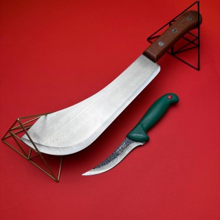 Cutit fier forjat tip Maceta Gama Vanator 46cm, maner lemn + Cadou Cutit transat 26cm, mctg3 a4