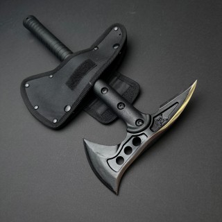 Toporisca tactica, 38 cm, otel, maner anti-alunecare, negru FeroCut