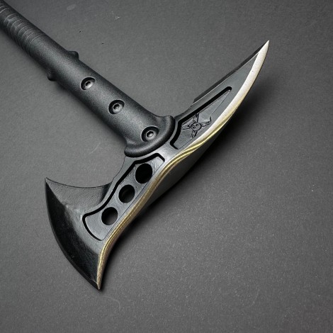 Toporisca tactica, 38 cm, otel, maner anti-alunecare, negru FeroCut