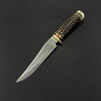 Cutit camping Rustic 26cm, lama tais dublu otel inox, maner corn cerb, husa, CUT-RST26CB