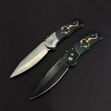 Set 2 piese briceag Gold Scorpion 24cm, lama 10cm otel inox, maner negru