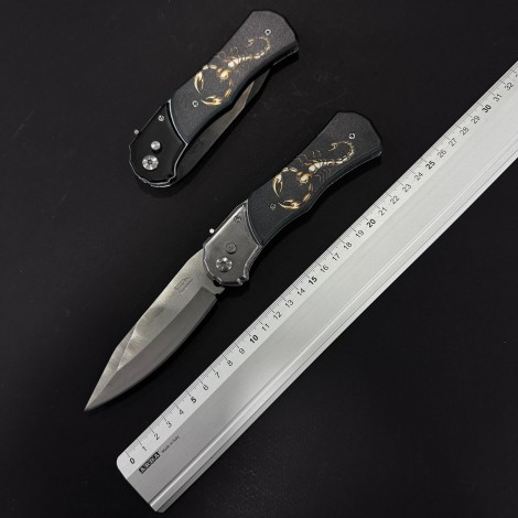 Set 2 piese briceag Gold Scorpion 24cm, lama 10cm otel inox, maner negru