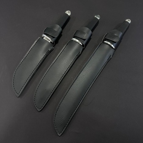 Set 3 cuțite japoneze ColdSteel, lama otel inox, maner abs negru si husa piele