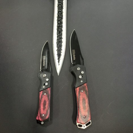 Set hobby 3 piese, Cutit macelarie fier forjat i9FF si 2 Briceage Columbia cu lama otel inox