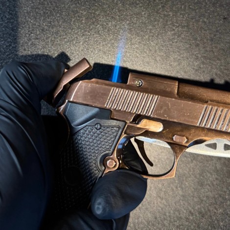 Brichetă decorativă pistol briceag, reincarcabila, bronz, BRI-BBRZ