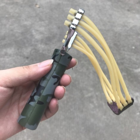 Prastie de vanatoare in aer liber, camuflaj, 3 elastice, latex