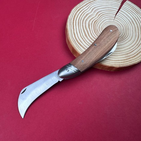 Cutit Altoit tip Briceag 2in1 19cm, lama dubla otel inox, maner lemn maro Fr18
