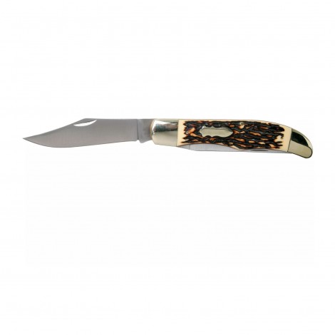 Cutit briceag camping și drumetie 23cm, 2 lame otel inox, maner corn cerb, BRC-CD23C