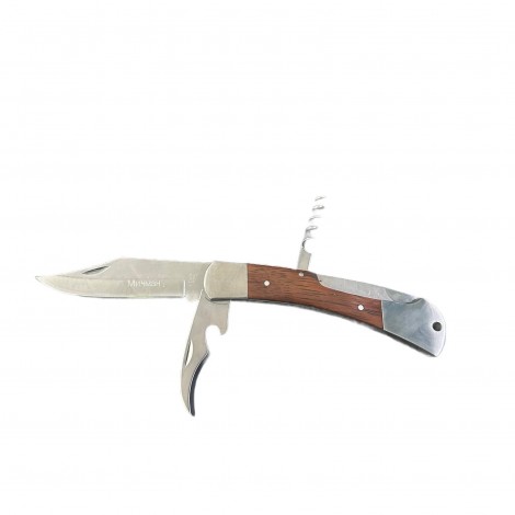 Briceag multifuncțional camping 22cm, 3 in 1 funcții integrate, maro, BRC-MULTI22