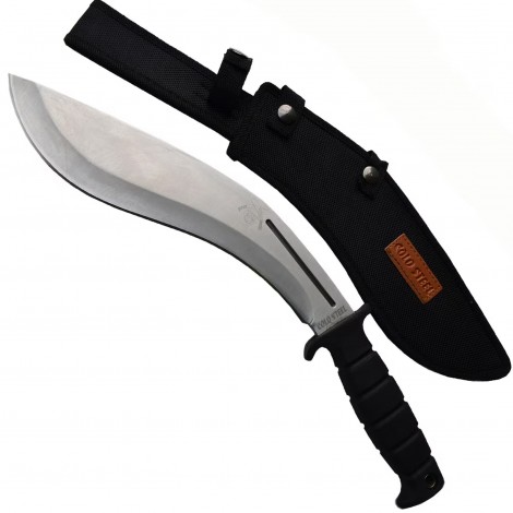 Maceta camping ColdSteel Kukri 40cm MAC-CS40A, lama otel inoxidabil, maner abs, cu husa textila, argintiu, sabie FRS10