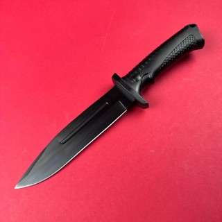 Cutit camping black 29cm, lama otel inox varf tais dublu, teaca, maner abs negru FR19