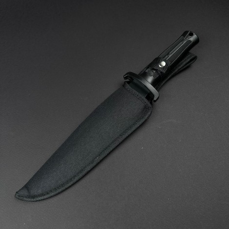 Cutit camping black 33cm, lama otel inox dublu tais, maner abs, negru FR19